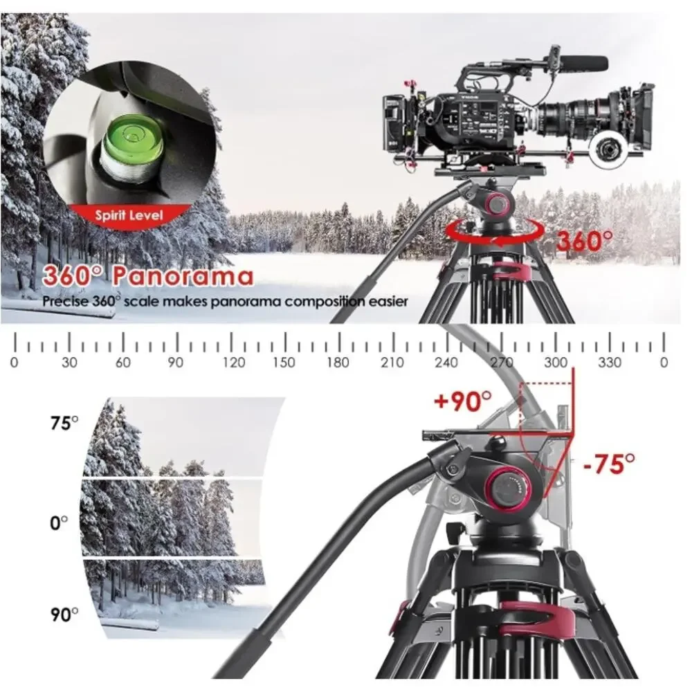 miliboo MTT609A Heavy Duty Video Tripod Fluid Head 33lb Open Box
